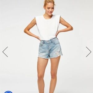 7 For All Mankind MONROE CUT-OFF SHORT IN COSMIC BLUE RIGID